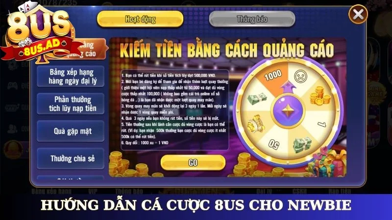 Hướng dẫn cá cược 8Us cho newbie